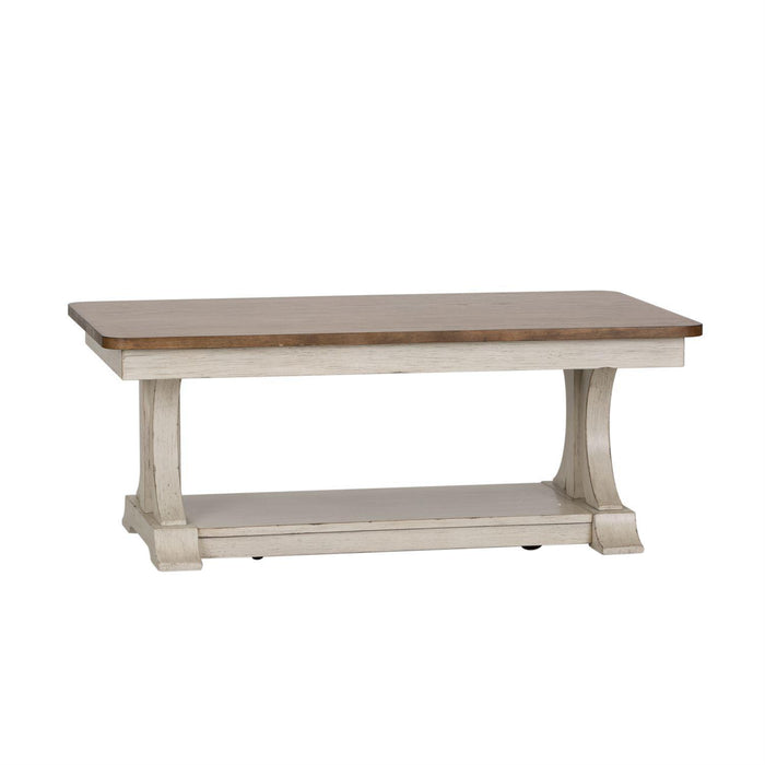 Liberty Farmhouse Reimagined Rectangular Cocktail Table in Antique White - Furniture Max (Falls Church,VA) *