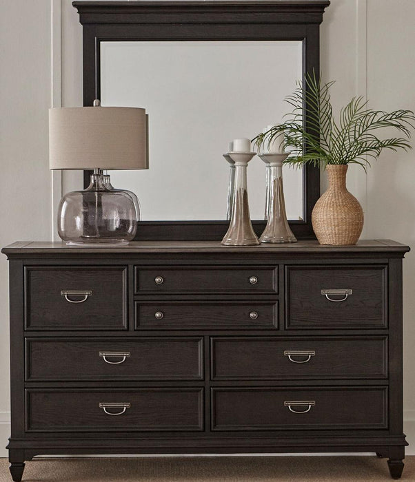 Liberty Furniture Allyson Park Crown Mirror in Wirebrushed Black Forest - Furniture Max (Falls Church,VA) *