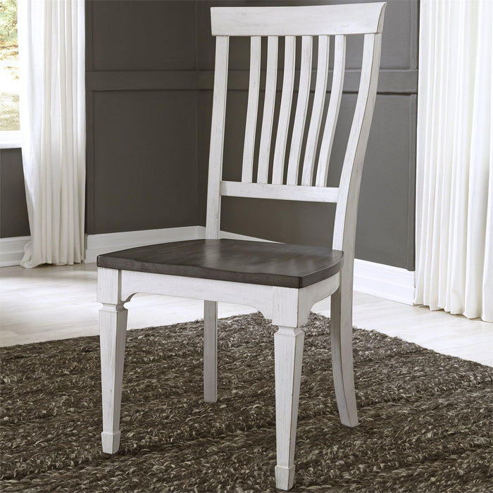 Liberty Furniture Allyson Park Slat Back Side Chair in White with Charcoal (Set of 2) - Furniture Max (Falls Church,VA) *