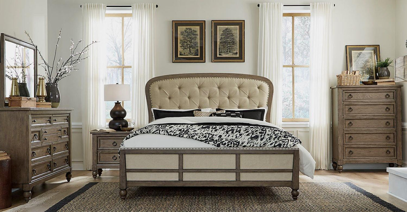 Liberty Furniture Americana Farmhouse Queen Shelter Bed in Dusty Taupe and Black - Furniture Max (Falls Church,VA) *