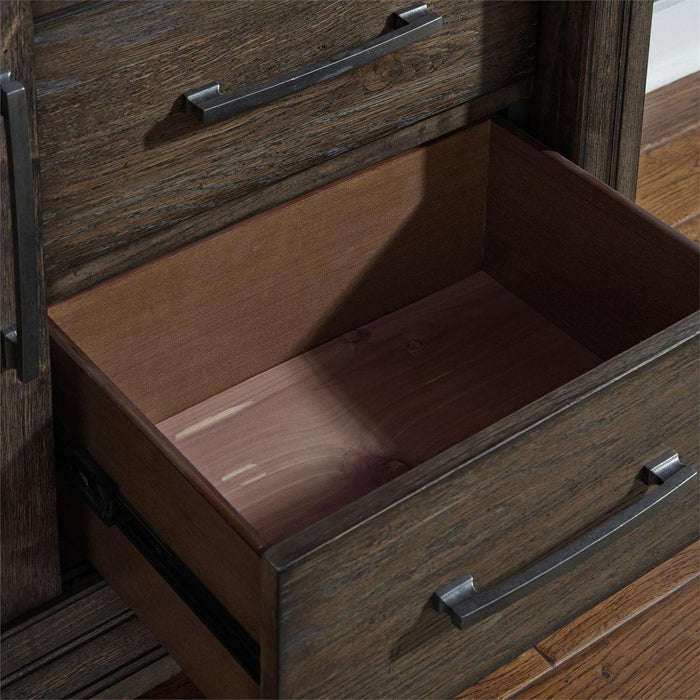 Liberty Furniture Artisan Prairie Door Chest in Wirebrushed aged oak with gray dusty wax - Furniture Max (Falls Church,VA) *