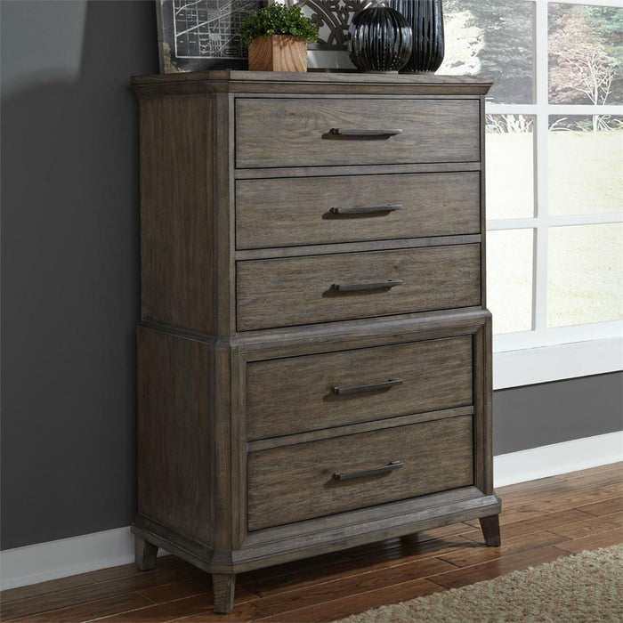 Liberty Furniture Artisan Prairie Drawer Chest in Wirebrushed aged oak with gray dusty wax - Furniture Max (Falls Church,VA) *