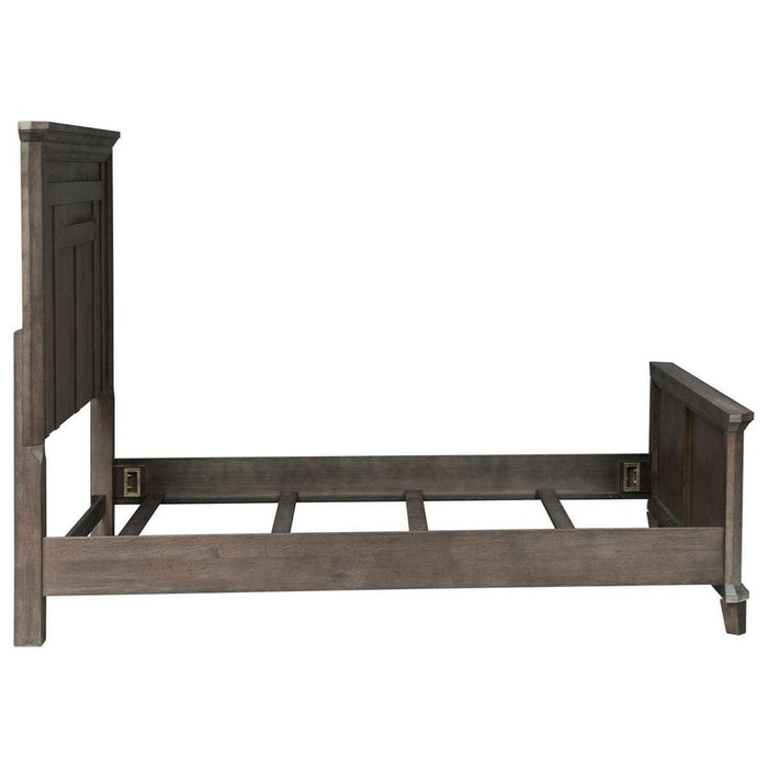 Liberty Furniture Artisan Prairie King Panel Bed in Wirebrushed aged oak with gray dusty wax - Furniture Max (Falls Church,VA) *