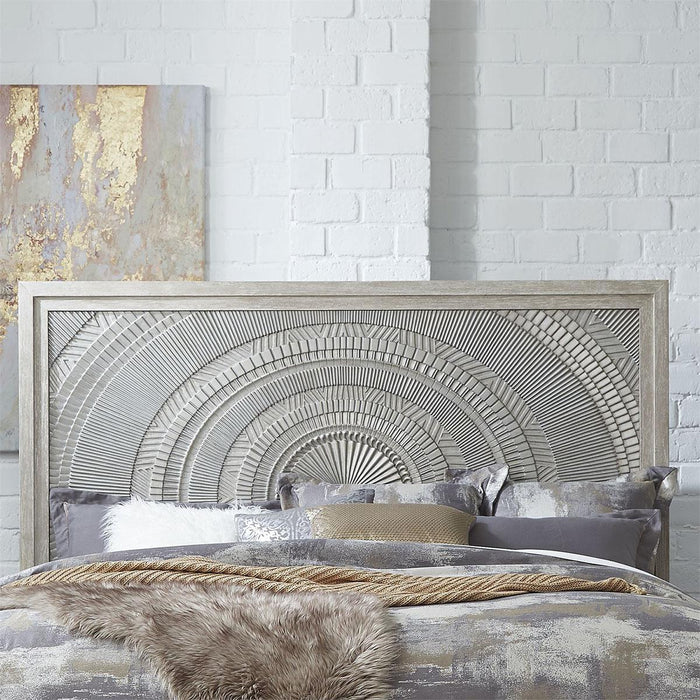 Liberty Furniture Belmar Queen Panel Bed in Washed Taupe and Silver Champagne - Furniture Max (Falls Church,VA) *
