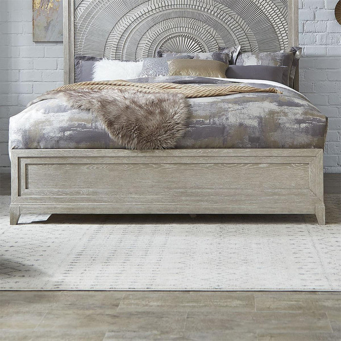 Liberty Furniture Belmar King Panel Bed in Washed Taupe and Silver Champagne - Furniture Max (Falls Church,VA) *
