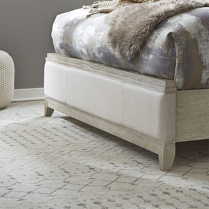Liberty Furniture Belmar King Upholstered Sleigh Bed in Washed Taupe and Silver Champagne - Furniture Max (Falls Church,VA) *