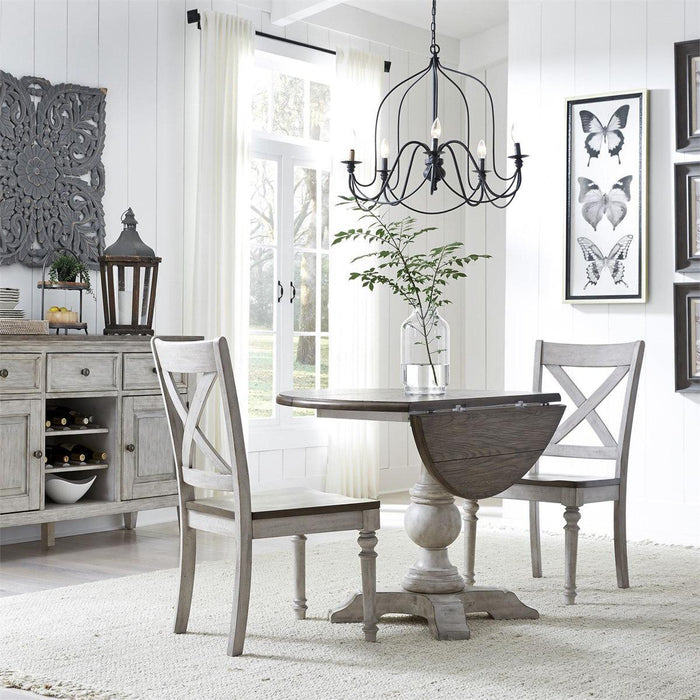 Liberty Furniture Cottage Lane Drop Leaf Single Pedestal Table in Antique White - Furniture Max (Falls Church,VA) *