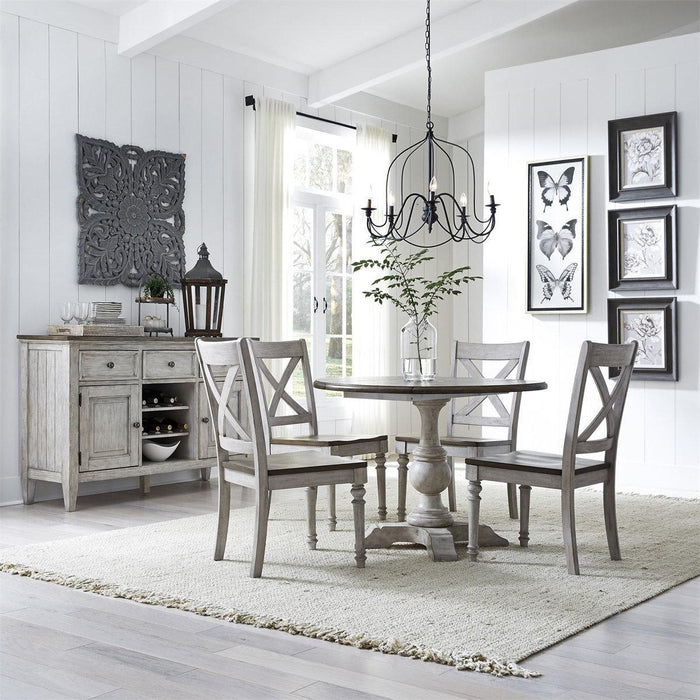 Liberty Furniture Cottage Lane Drop Leaf Single Pedestal Table in Antique White - Furniture Max (Falls Church,VA) *