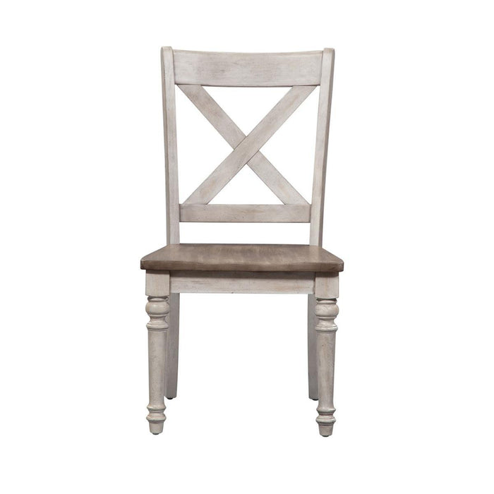 Liberty Furniture Cottage Lane X Back Wood Seat Side Chair (Set of 2) in Antique White - Furniture Max (Falls Church,VA) *