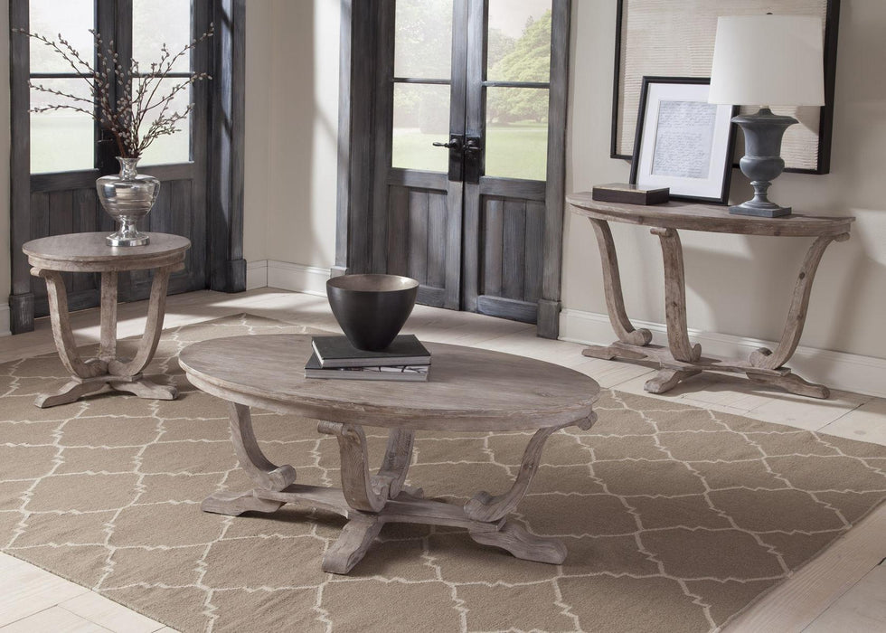 Liberty Furniture Greystone Mill Oval Cocktail Table in Stone White - Furniture Max (Falls Church,VA) *