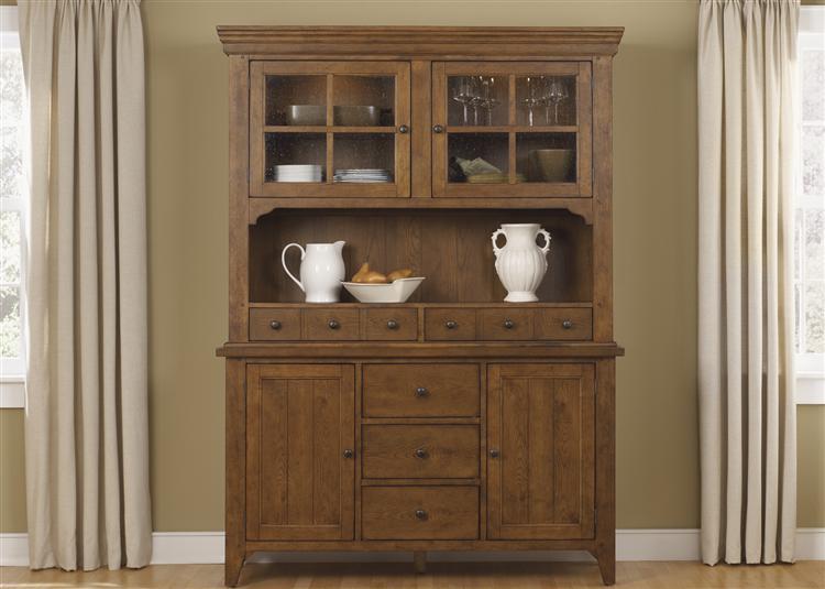 Liberty Furniture Hearthstone Buffet with Hutch in Rustic Oak - Furniture Max (Falls Church,VA) *