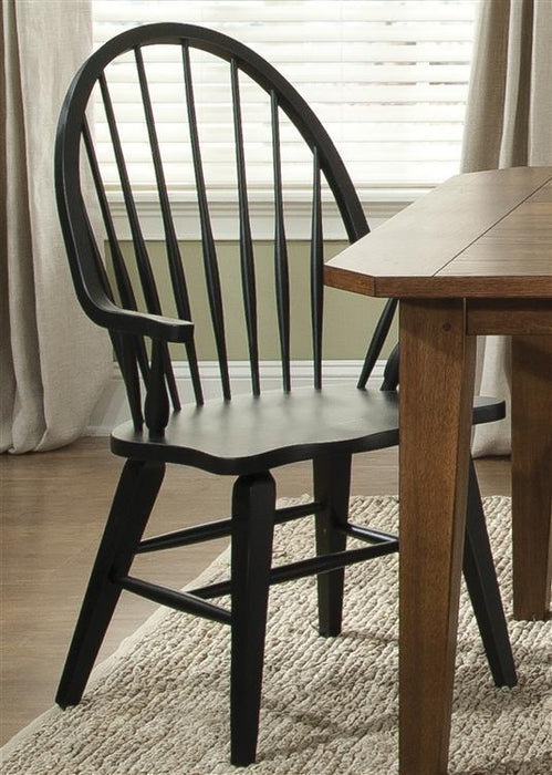 Liberty Furniture Hearthstone Windsor Back Arm Chair in Black (Set of 2) - Furniture Max (Falls Church,VA) *