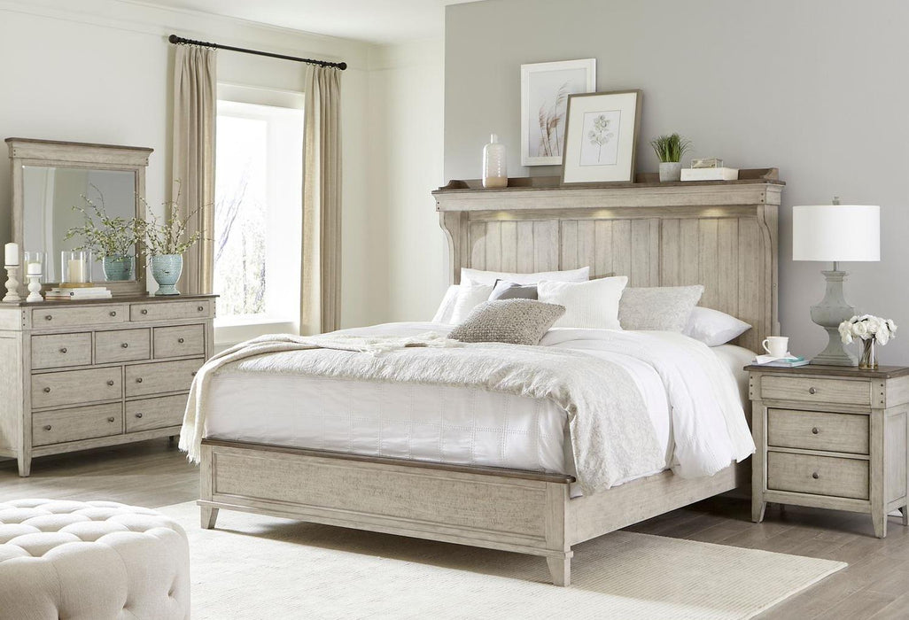 Liberty Furniture Ivy Hollow 3 Drawer Nightstand w/ Charging Station in Weathered Linen - Furniture Max (Falls Church,VA) *