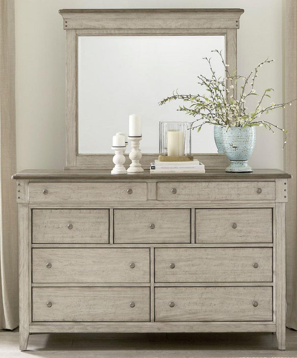 Liberty Furniture Ivy Hollow Landscape Mirror in Weathered Linen - Furniture Max (Falls Church,VA) *