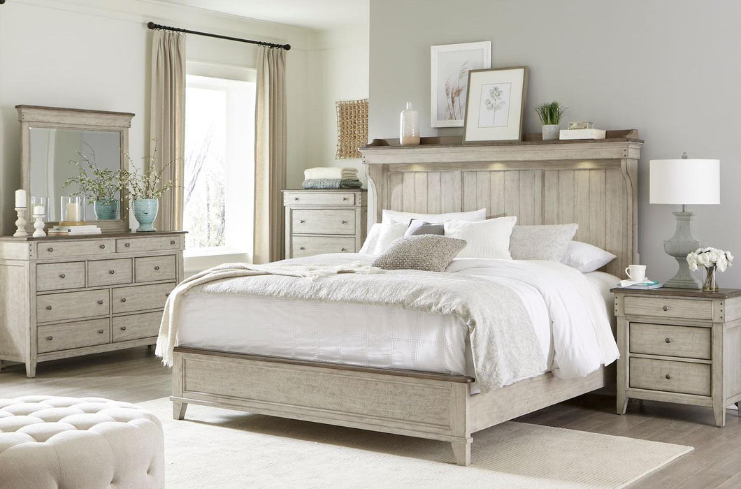 Liberty Furniture Ivy Hollow King Mantle Bed in Weathered Linen - Furniture Max (Falls Church,VA) *