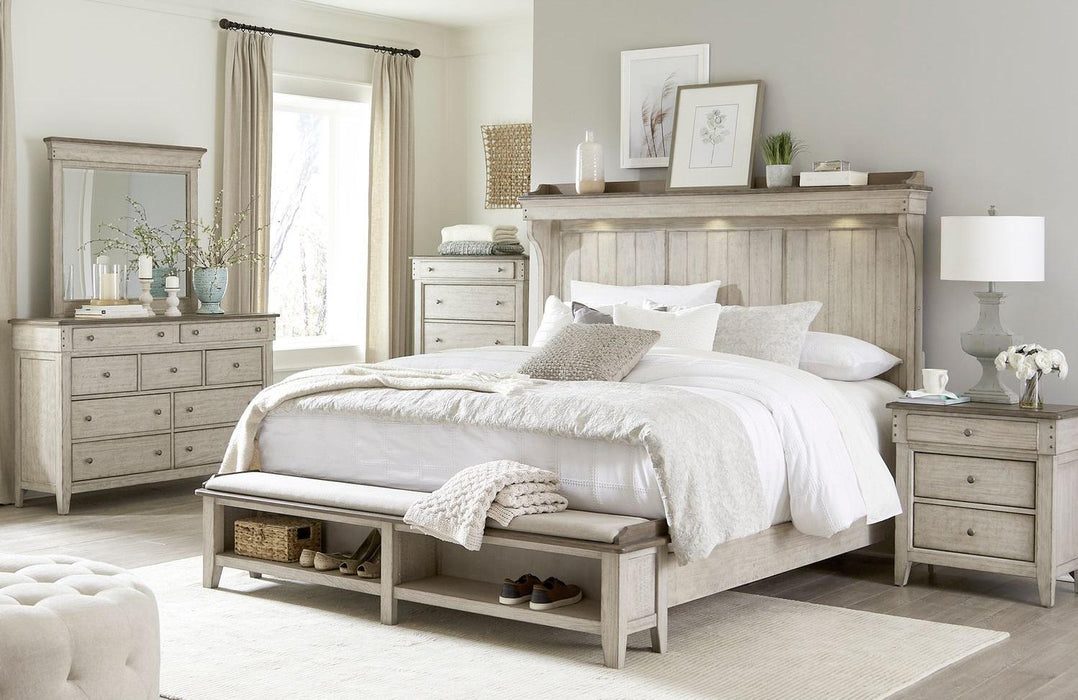 Liberty Furniture Ivy Hollow Queen Mantle Storage Bed in Weathered Linen - Furniture Max (Falls Church,VA) *