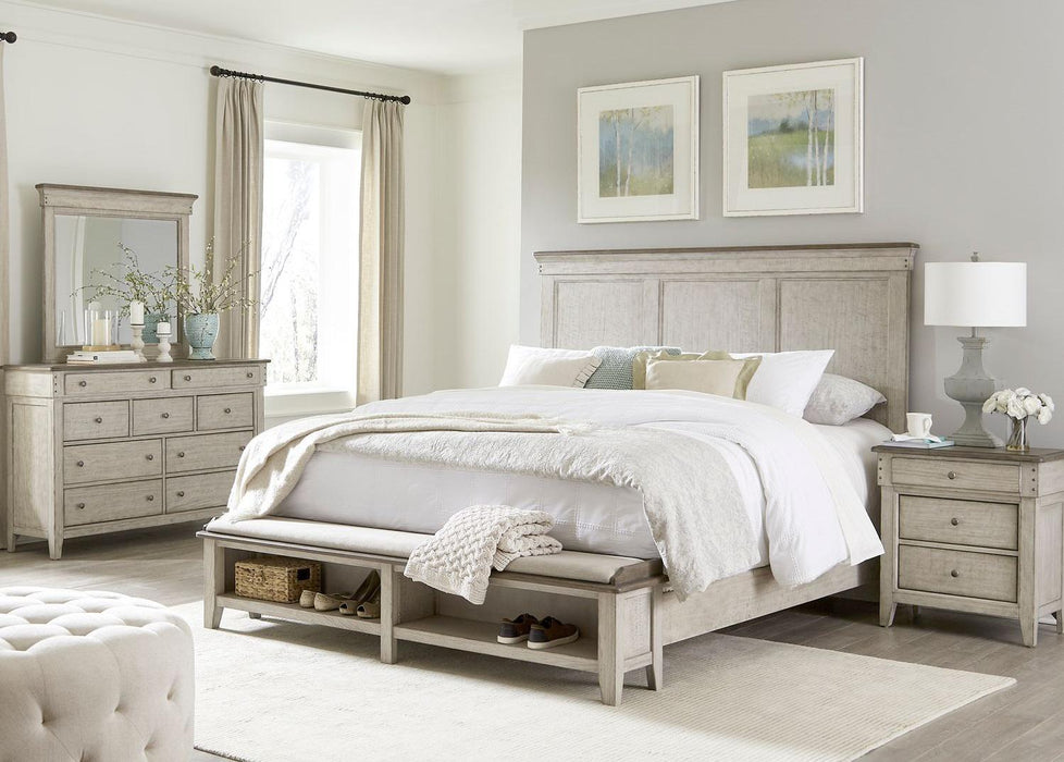 Liberty Furniture Ivy Hollow King Storage Bed in Weathered Linen - Furniture Max (Falls Church,VA) *