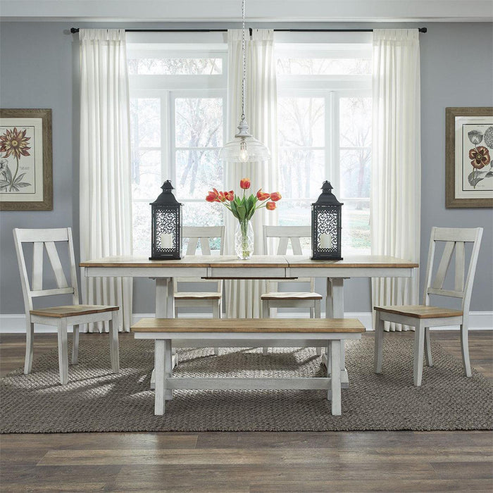Liberty Furniture Lindsey Farm Backless Bench (RTA) in Weathered White & Sandstone - Furniture Max (Falls Church,VA) *