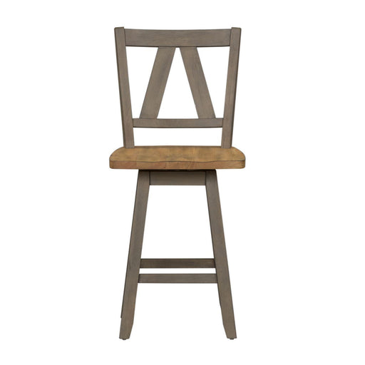 Liberty Furniture Lindsey Farm Counter Height Swivel Chair (RTA) in Gray and Sandstone (Set of 2) - Furniture Max (Falls Church,VA) *