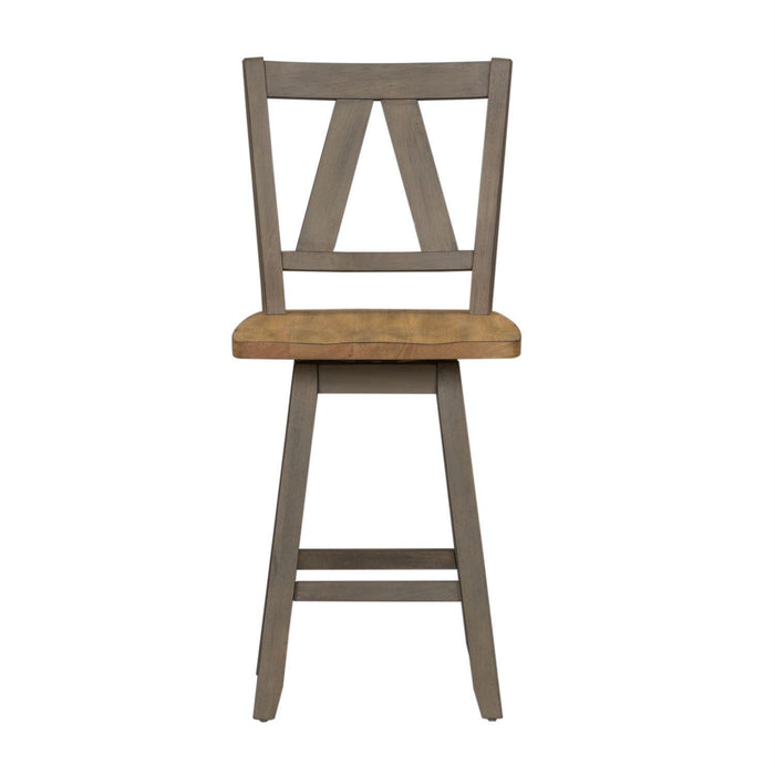 Liberty Furniture Lindsey Farm Counter Height Swivel Chair (RTA) in Gray and Sandstone (Set of 2) - Furniture Max (Falls Church,VA) *