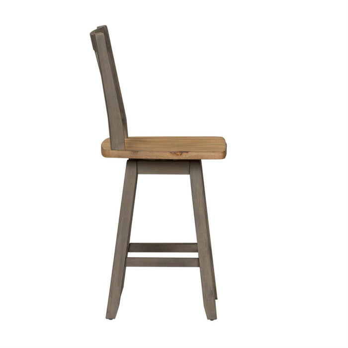 Liberty Furniture Lindsey Farm Counter Height Swivel Chair (RTA) in Gray and Sandstone (Set of 2) - Furniture Max (Falls Church,VA) *
