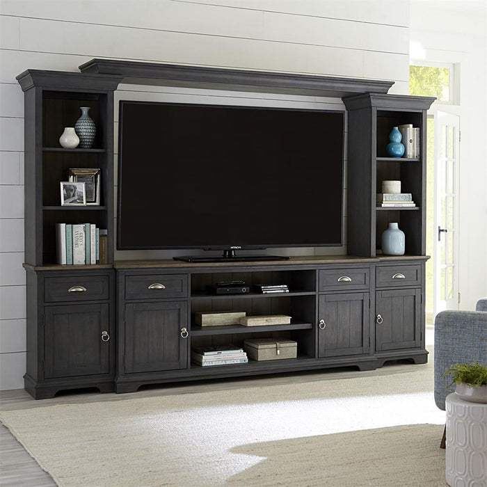Liberty Furniture Ocean Isle 72 Inch Entertainment TV Stand in Slate with Weathered Pine - Furniture Max (Falls Church,VA) *