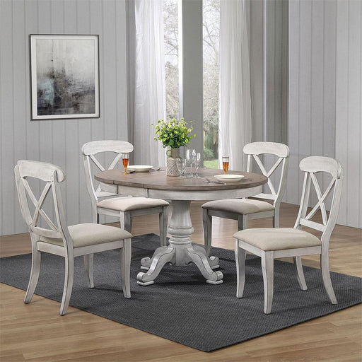 Liberty Furniture Ocean Isle Single Pedestal Table in Antique White with Weathered Pine - Furniture Max (Falls Church,VA) *