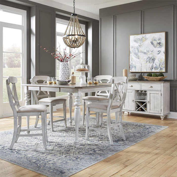 Liberty Furniture Ocean Isle Upholstered X Back Counter Chair (RTA) in Antique White with Weathered Pine (Set of 2) - Furniture Max (Falls Church,VA) *