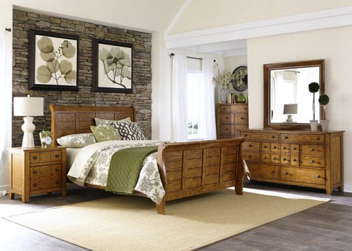 Liberty Furniture Grandpa's Cabin King Sleigh Bed in Age Oak - Furniture Max (Falls Church,VA) *