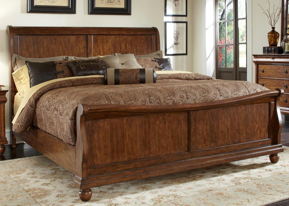 Liberty Furniture Rustic Traditions King Sleigh Bed in Rustic Cherry - Furniture Max (Falls Church,VA) *