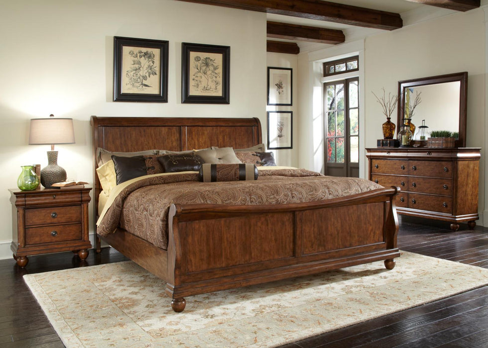 Liberty Furniture Rustic Traditions Queen Sleigh Bed in Rustic Cherry - Furniture Max (Falls Church,VA) *