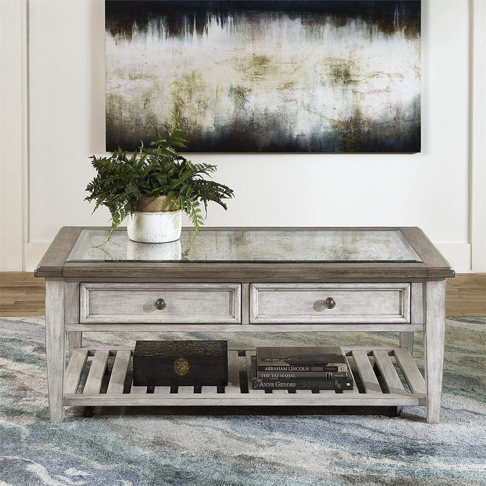 Liberty Heartland Rect Ceiling Tile Cocktail Table in Antique White - Furniture Max (Falls Church,VA) *