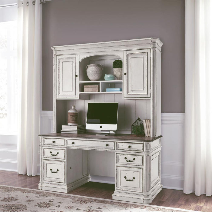 Liberty Magnolia Manor Credenza with Hutch in Antique White - Furniture Max (Falls Church,VA) *