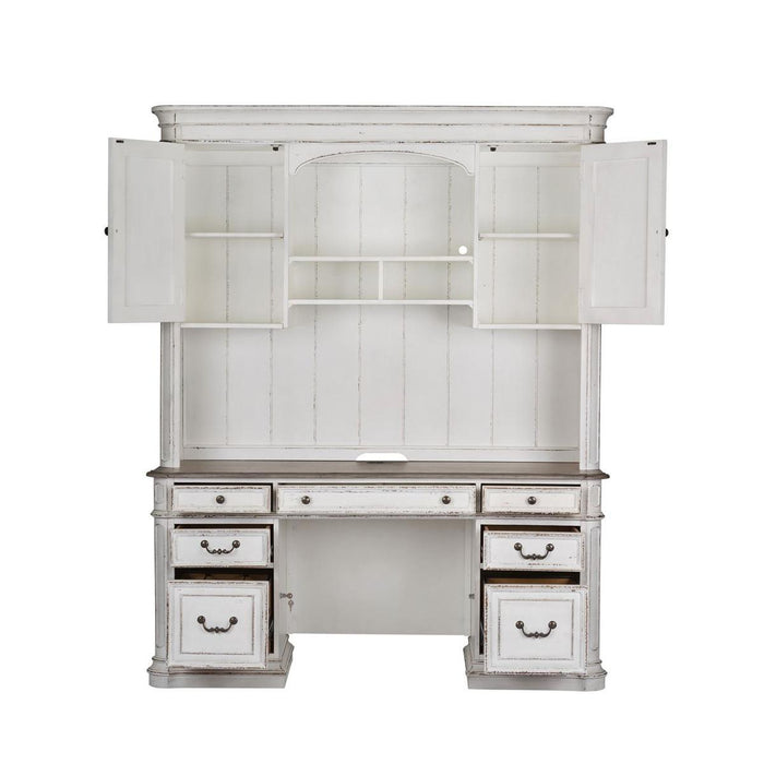 Liberty Magnolia Manor Credenza with Hutch in Antique White - Furniture Max (Falls Church,VA) *