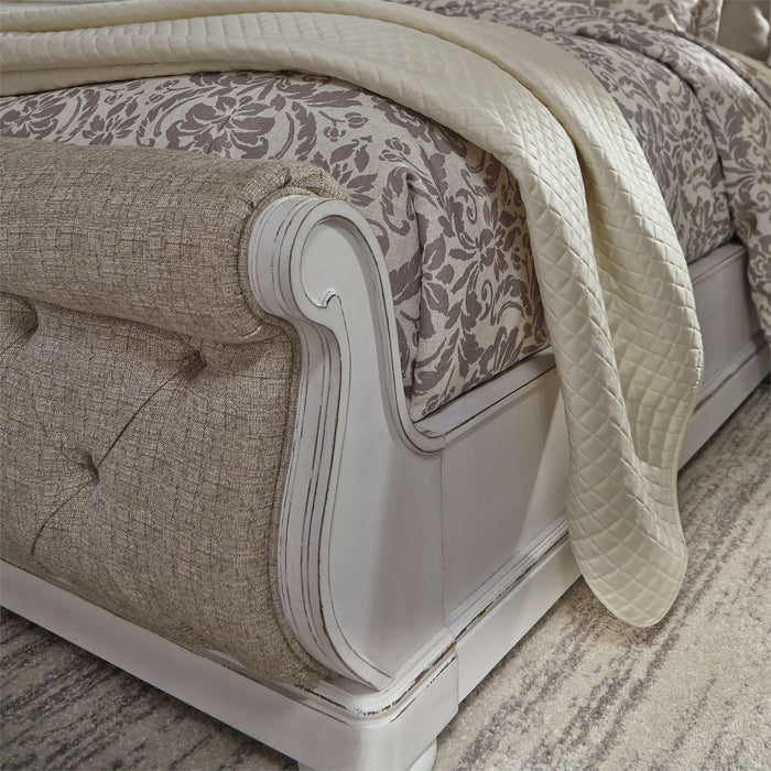 Liberty Magnolia Manor King Upholstered Sleigh Bed in Antique White - Furniture Max (Falls Church,VA) *