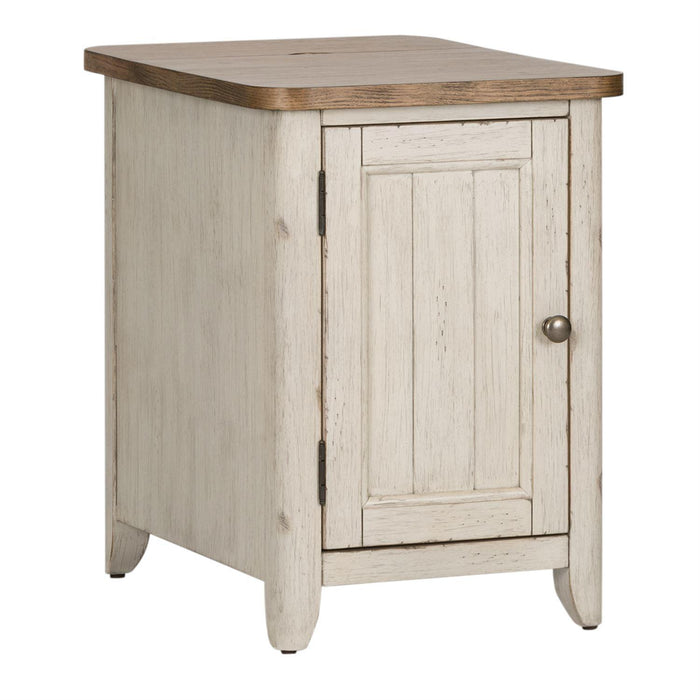 Liberty Farmhouse Reimagined Door Chair Side Table w/ Charging in Antique White - Furniture Max (Falls Church,VA) *