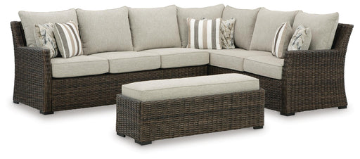 Brook Ranch Outdoor Sofa Sectional/Bench with Cushion (Set of 3) - Furniture Max (Falls Church,VA) *