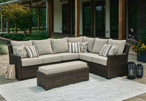 Brook Ranch Outdoor Sofa Sectional/Bench with Cushion (Set of 3) - Furniture Max (Falls Church,VA) *