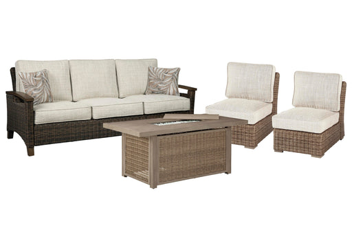 Beachcroft Outdoor Sofa, Lounge Chairs and Fire Pit - Furniture Max (Falls Church,VA) *