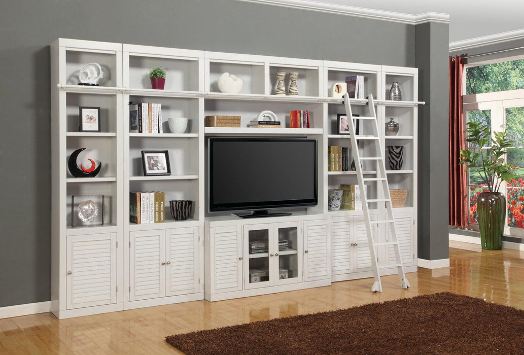 Parker House Boca 7-Piece Entertainment Inset Wall with Ladder in Cottage White - Furniture Max (Falls Church,VA) *