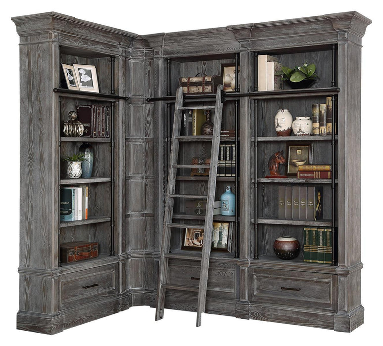 Parker House Gramercy Park 3pc Corner Museum Bookcase in Vintage Burnished Smoke - Furniture Max (Falls Church,VA) *