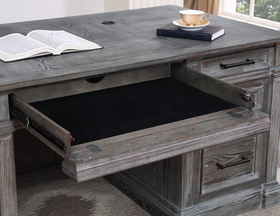 Parker House Gramercy Park Double Pedestal Executive Desk in Vintage Burnished Smoke-3 - Furniture Max (Falls Church,VA) *