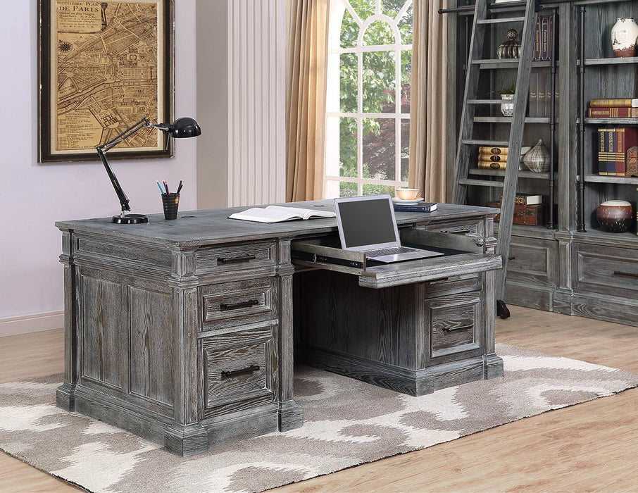 Parker House Gramercy Park Double Pedestal Executive Desk in Vintage Burnished Smoke-3 - Furniture Max (Falls Church,VA) *