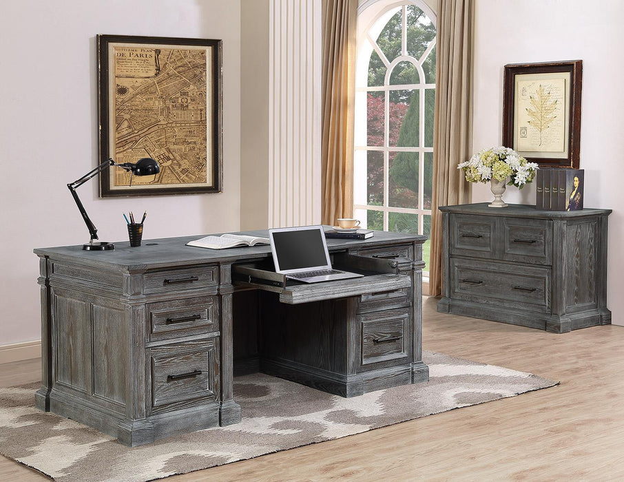 Parker House Gramercy Park Double Pedestal Executive Desk in Vintage Burnished Smoke-3 - Furniture Max (Falls Church,VA) *