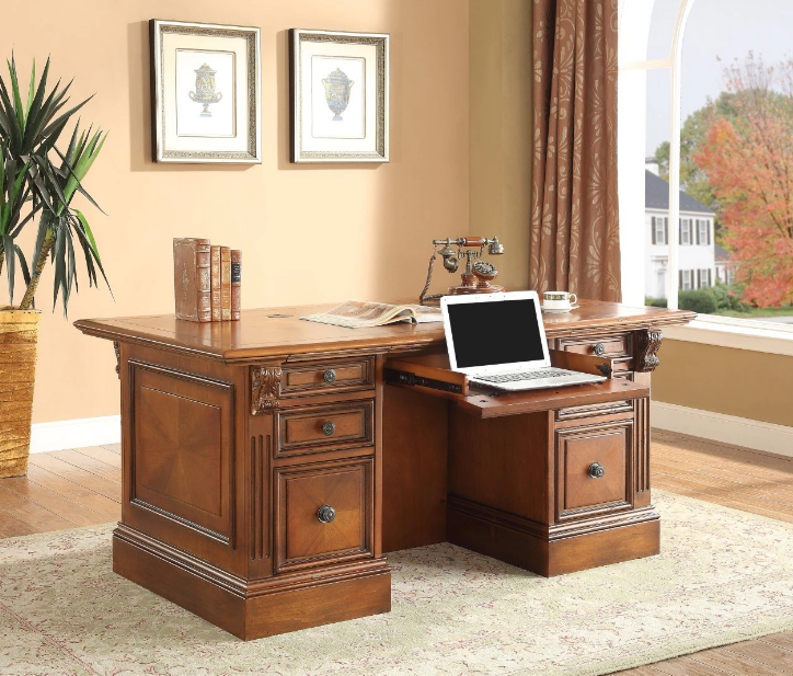 Parker House Huntington Double Pedestal Executive Desk in Vintage Pecan - Furniture Max (Falls Church,VA) *