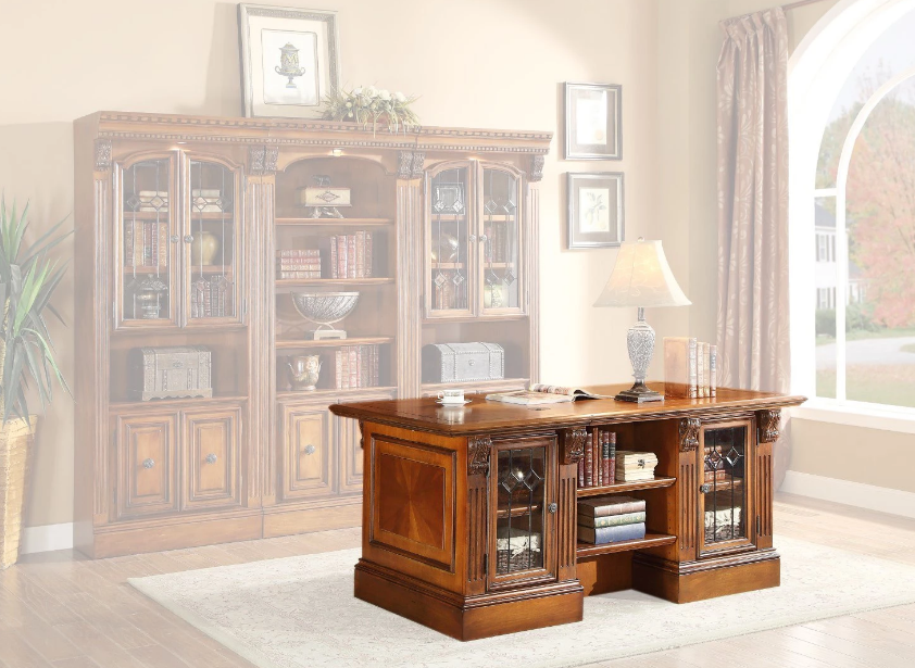 Parker House Huntington Double Pedestal Executive Desk in Vintage Pecan - Furniture Max (Falls Church,VA) *