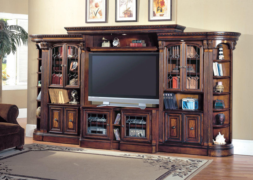 Parker House Huntington Expandable Grand Entertainment Wall in Vintage Pecan - Furniture Max (Falls Church,VA) *