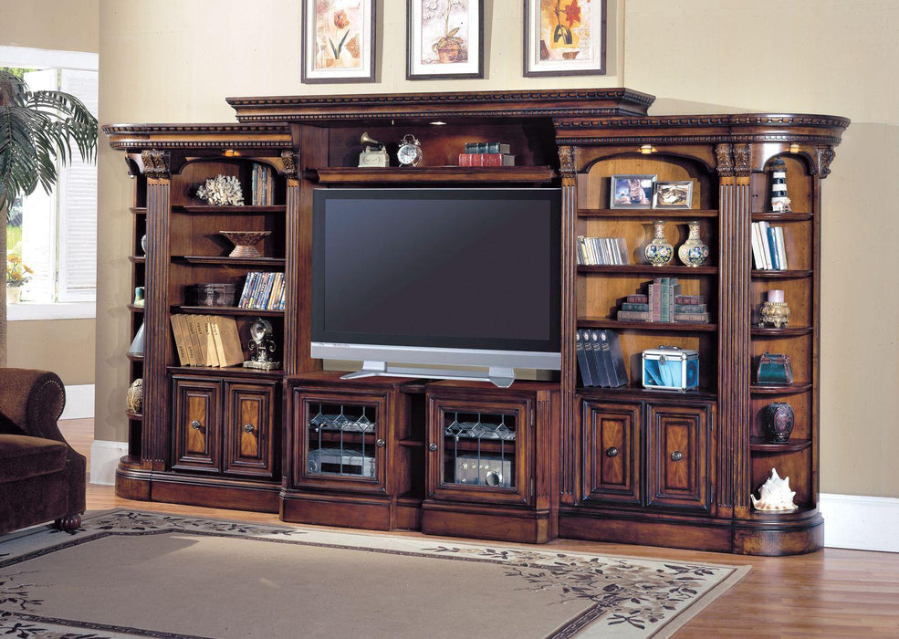 Parker House Huntington Expandable Open Entertainment Wall in Vintage Pecan - Furniture Max (Falls Church,VA) *