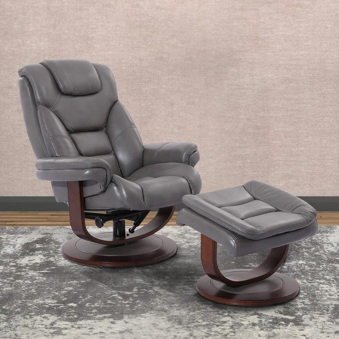 Parker House Monarch Manual Reclining Swivel Chair and Ottoman in Ice - Furniture Max (Falls Church,VA) *