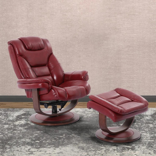 Parker House Monarch Manual Reclining Swivel Chair and Ottoman in Rouge - Furniture Max (Falls Church,VA) *